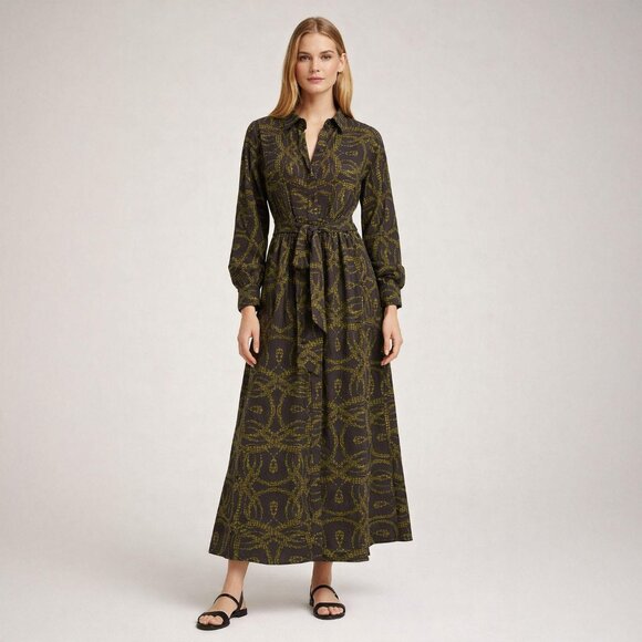 Richard Allan x H&M Dresses & Skirts - Richard Allan x H&M NWOT Women's Shirt Midi Dress Size 4 Brow/ Green Printed